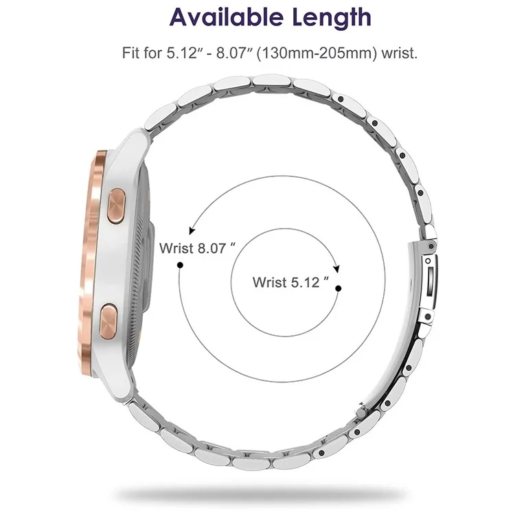Para Garmin Forerunner 255S / Venu 2S Titanium Steel 3 Beads Smart Watch Band 18mm Universal Replacement Strap - Silver
