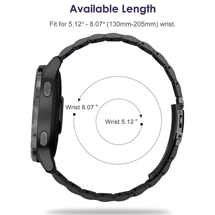 Para Garmin Forerunner 255S / Venu 2S Titanium Steel 3 Beads Smart Watch Band 18mm Correa de Repuesto Universal - Negro