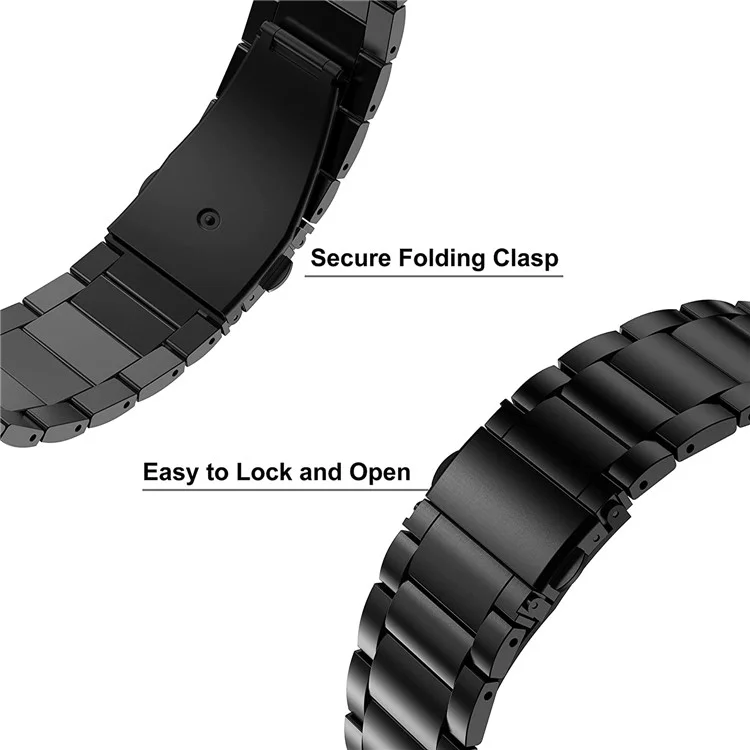 Para Garmin Forerunner 255S / Venu 2S Titanium Steel 3 Beads Smart Watch Band 18mm Correa de Repuesto Universal - Negro