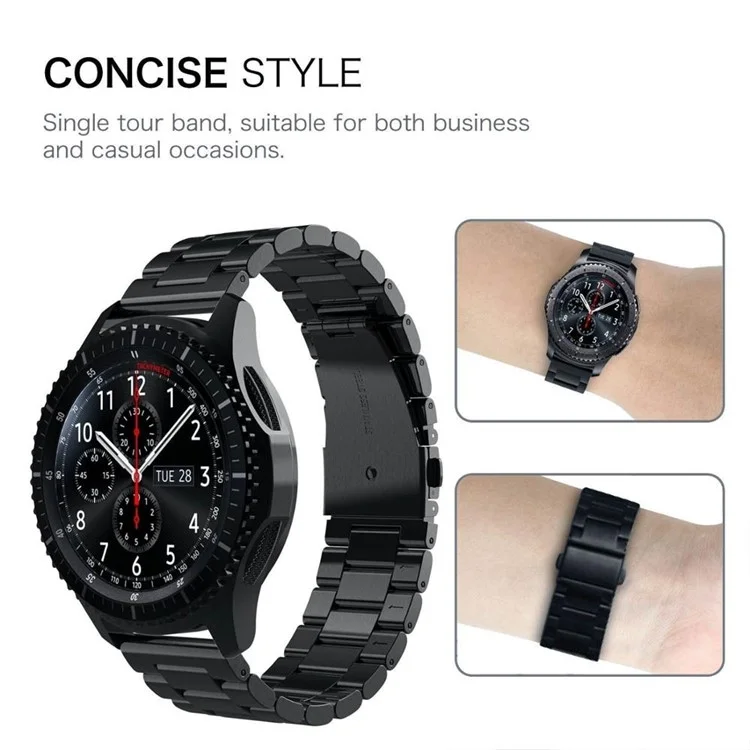 Para Garmin Forerunner 255S / Venu 2S Titanium Steel 3 Beads Smart Watch Band 18mm Correa de Repuesto Universal - Negro