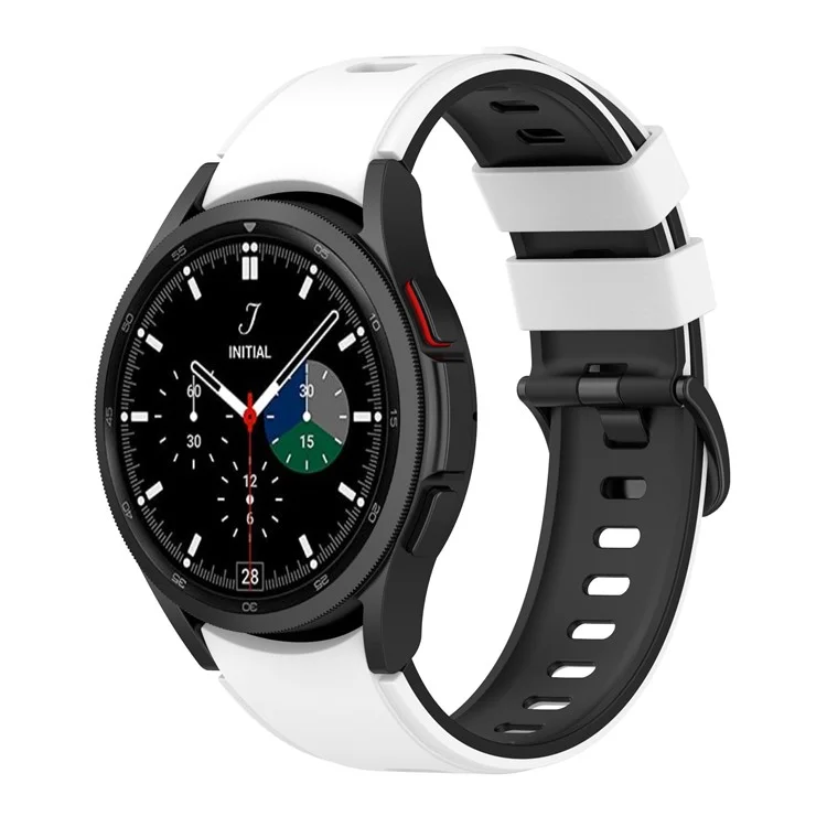 For Samsung Galaxy Watch6 40mm 44mm / Watch6 Classic 43mm 47mm / Watch 5 40mm 44mm / 5 Pro 45mm / Watch4 40mm 44mm Silicone Watch Band Dual Color Replacement Strap - White  /  Black