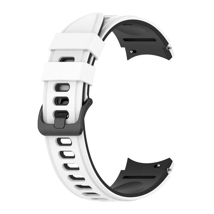 For Samsung Galaxy Watch6 40mm 44mm / Watch6 Classic 43mm 47mm / Watch 5 40mm 44mm / 5 Pro 45mm / Watch4 40mm 44mm Silicone Watch Band Dual Color Replacement Strap - White  /  Black