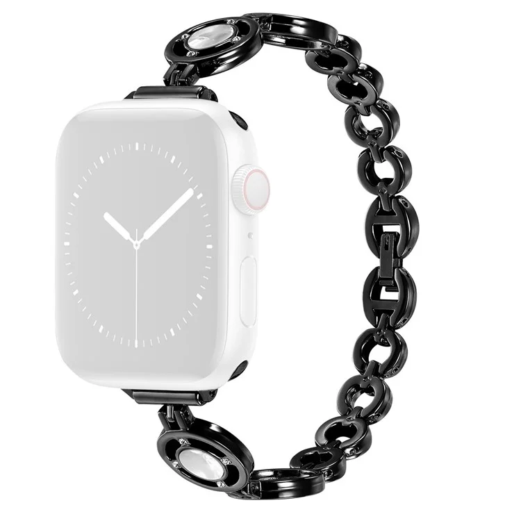Per Apple Watch Series 10 42mm / 9 8 7 41mm / 6 5 4 SE SE (2022) SE (2023) 40mm / 3 2 1 38mm Lega di Zinco Slim Watch Band Decorazione con Strass Braccialetto Cinturino da Polso - Nero / Bianco