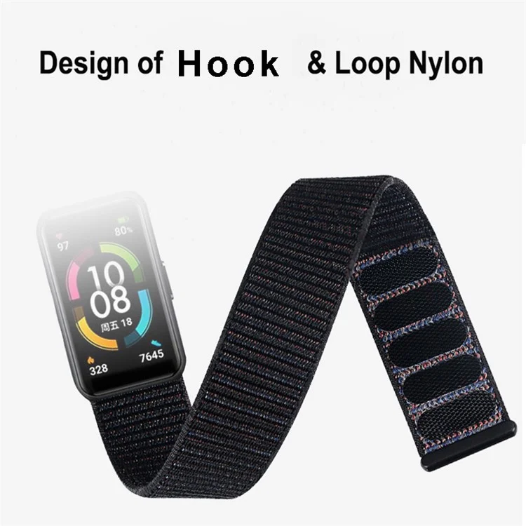 For Huawei Band 7 Nylon Watch Strap Adjustable Loop Fastener Replacement Sport Wrist Band - Dark Olive Green
