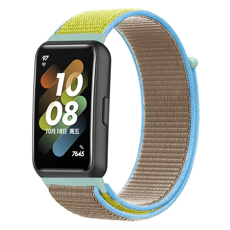 For Huawei Band 7 Nylon Watch Strap Adjustable Loop Fastener Replacement Sport Wrist Band - Camel