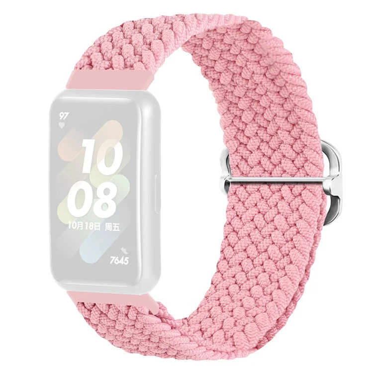 Para Huawei Band 7 Braided Watch Band Band Wrist Wns Con Hebilla Ajustable - Rosado