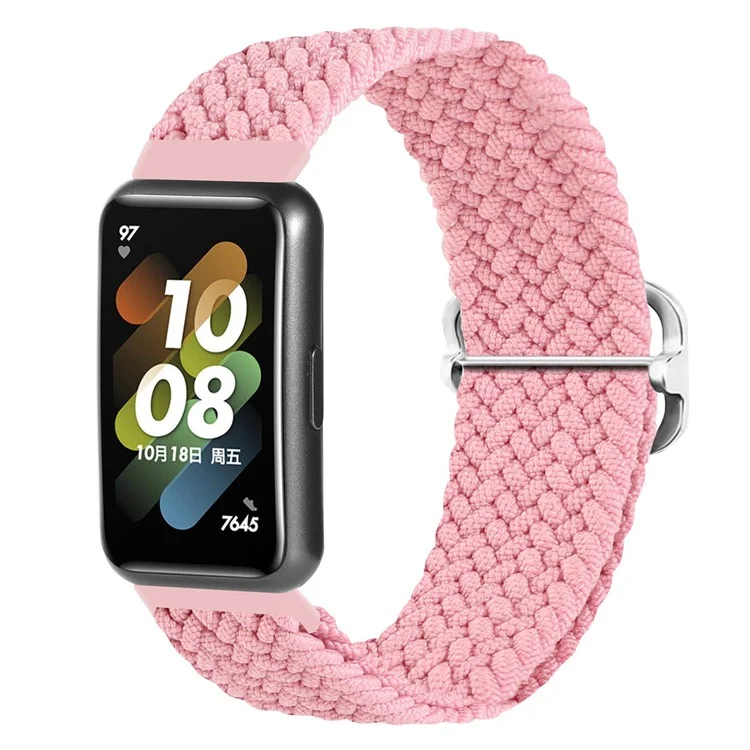 Para Huawei Band 7 Braided Watch Band Band Wrist Wns Con Hebilla Ajustable - Rosado