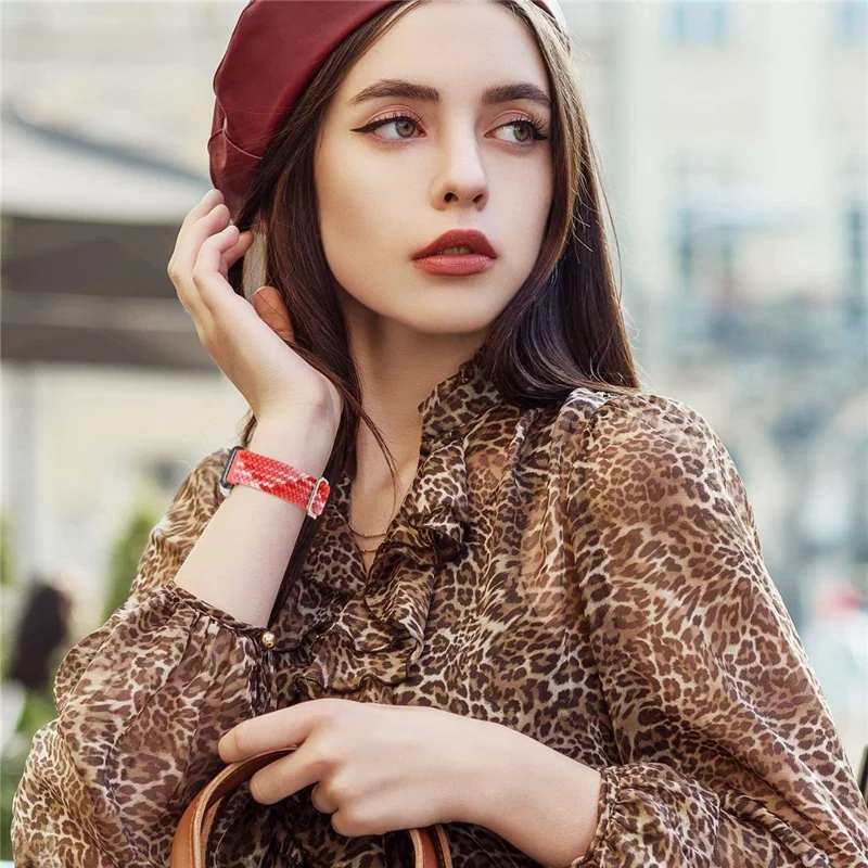 For Huawei Band 7 Braided Watch Band Replacement Wrist Strap with Adjustable Buckle - Coloful Red