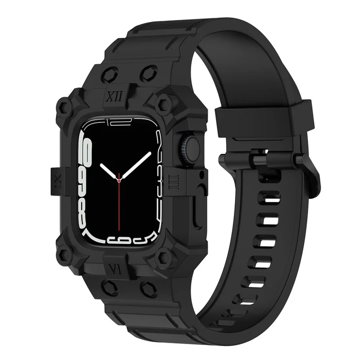 Para la Serie Apple Watch 7 45 Mm/6 5 4 SE (2022) SE 44 Mm/1 2 3 42 mm Band de Reloj de Silicona Parte de Reemplay - Negro