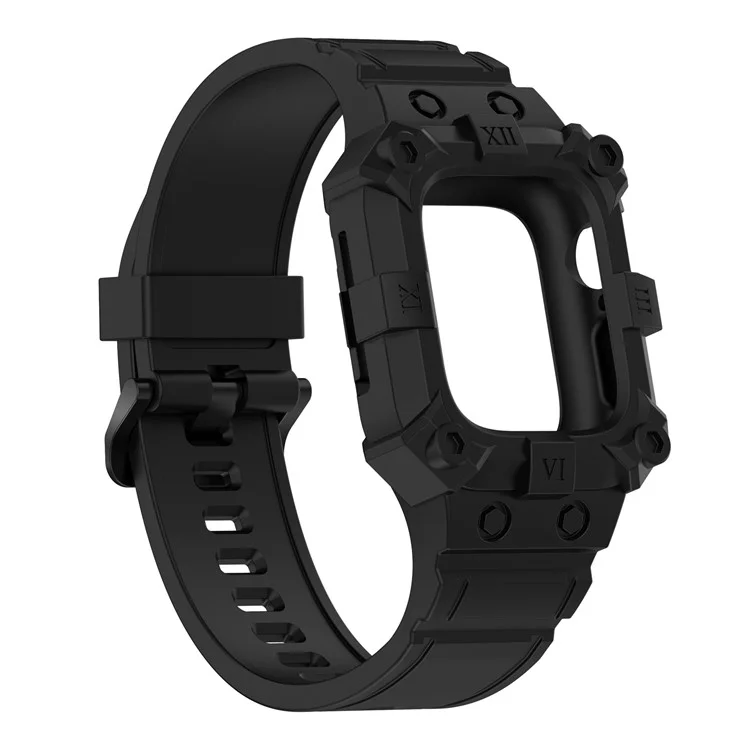 Para la Serie Apple Watch 7 45 Mm/6 5 4 SE (2022) SE 44 Mm/1 2 3 42 mm Band de Reloj de Silicona Parte de Reemplay - Negro