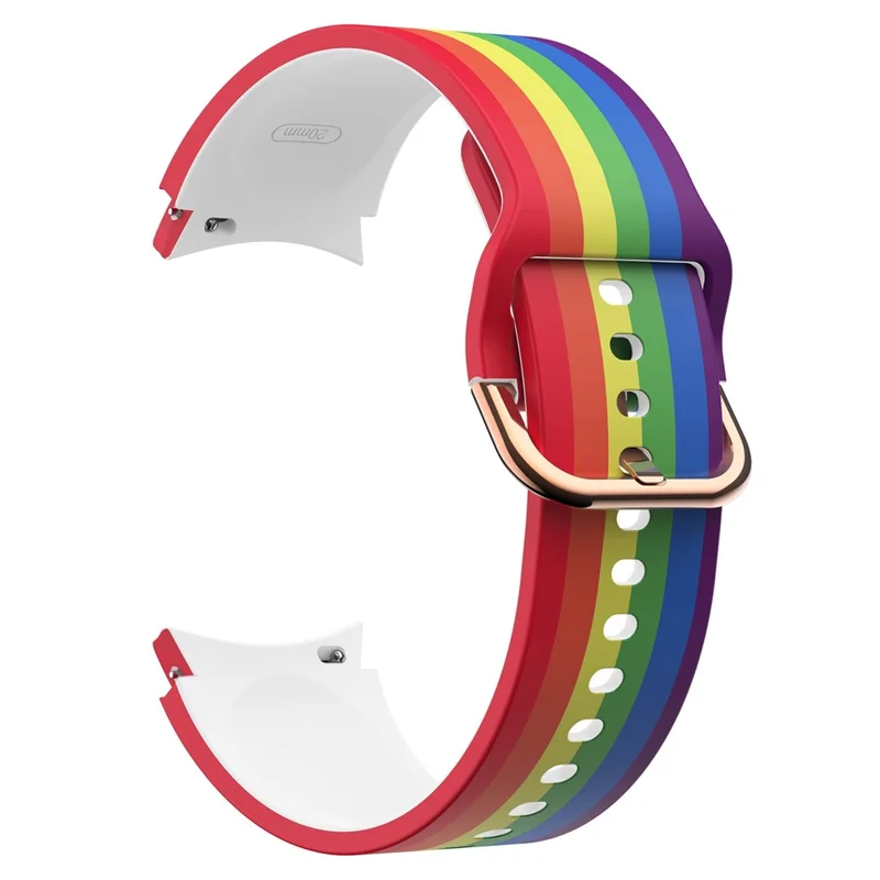 For Samsung Galaxy Watch 5 40mm / 44mm  /  5 Pro 45mm Pattern Printed Silicone Watch Strap 20mm Quick Release Watch Band with Buckle - Rainbow