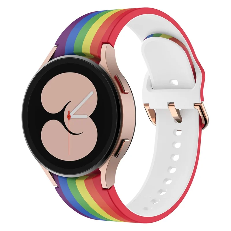 For Samsung Galaxy Watch 5 40mm / 44mm  /  5 Pro 45mm Pattern Printed Silicone Watch Strap 20mm Quick Release Watch Band with Buckle - Rainbow