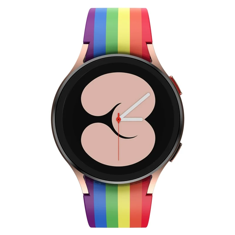 For Samsung Galaxy Watch 5 40mm / 44mm  /  5 Pro 45mm Pattern Printed Silicone Watch Strap 20mm Quick Release Watch Band with Buckle - Rainbow