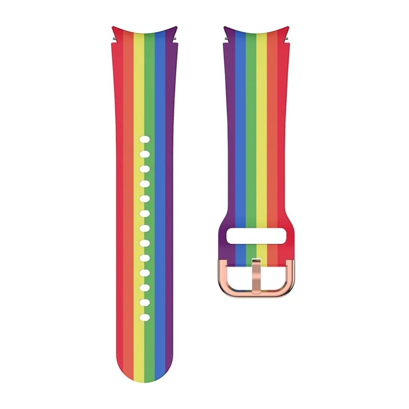 For Samsung Galaxy Watch 5 40mm / 44mm  /  5 Pro 45mm Pattern Printed Silicone Watch Strap 20mm Quick Release Watch Band with Buckle - Rainbow