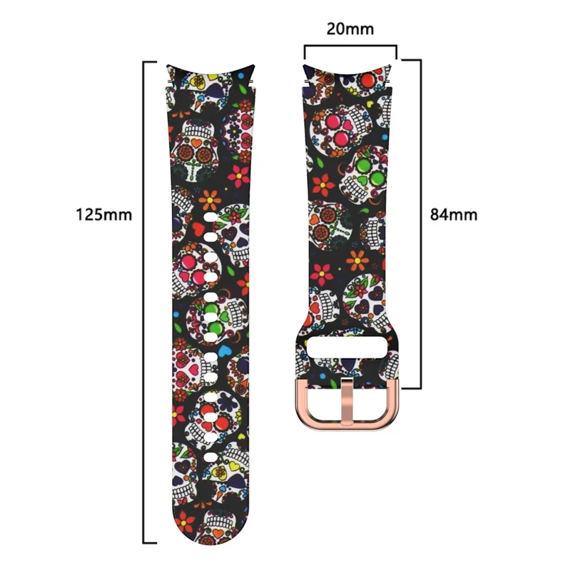 For Samsung Galaxy Watch 5 40mm / 44mm  /  5 Pro 45mm Pattern Printed Silicone Watch Strap 20mm Quick Release Watch Band with Buckle - Rainbow