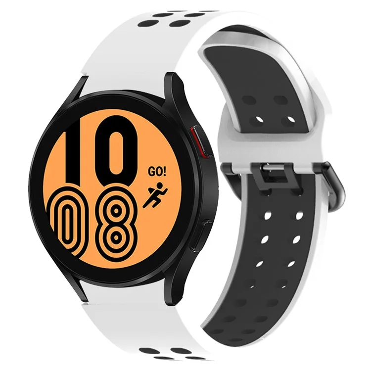 Per Samsung Galaxy Watch 5 40mm / 44mm / 5 Pro 45mm Dual-Color Watch Band Sostituzione Cinturino Orologio 20mm Cinturino in Silicone con Fibbia a Doppio Foro - Bianco / Nero