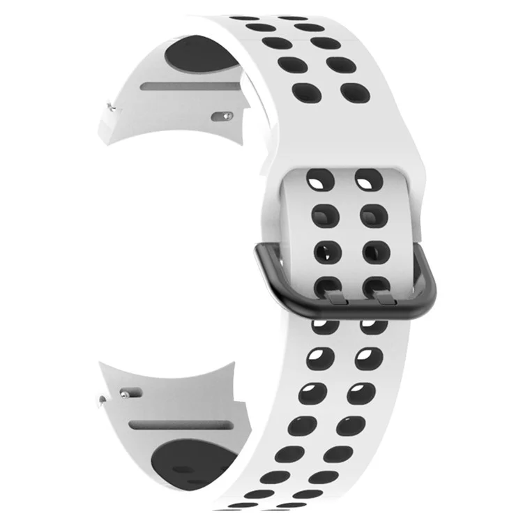 Per Samsung Galaxy Watch 5 40mm / 44mm / 5 Pro 45mm Dual-Color Watch Band Sostituzione Cinturino Orologio 20mm Cinturino in Silicone con Fibbia a Doppio Foro - Bianco / Nero