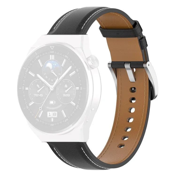 Para Samsung Galaxy Watch6 40mm 44mm / Watch6 Classic 43mm 47mm / Watch 5 40mm 44mm / 5 Pro 45mm / Watch4 40mm 44mm Genuine Leather Smart Watch Band Muñequera - Negro