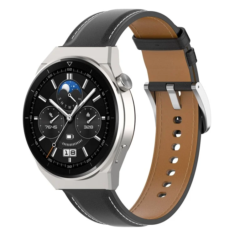 Para Samsung Galaxy Watch6 40mm 44mm / Watch6 Classic 43mm 47mm / Watch 5 40mm 44mm / 5 Pro 45mm / Watch4 40mm 44mm Genuine Leather Smart Watch Band Muñequera - Negro
