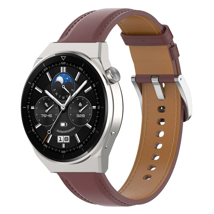 For Samsung Galaxy Watch6 40mm 44mm / Watch6 Classic 43mm 47mm / Watch 5 40mm 44mm / 5 Pro 45mm / Watch4 40mm 44mm Genuine Leather Smart Watch Band Wrist Strap - Deep Pink