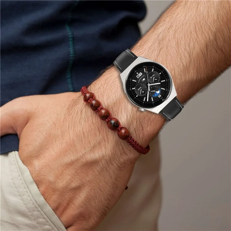 For Samsung Galaxy Watch6 40mm 44mm / Watch6 Classic 43mm 47mm / Watch 5 40mm 44mm / 5 Pro 45mm / Watch4 40mm 44mm Genuine Leather Smart Watch Band Wrist Strap - Deep Pink