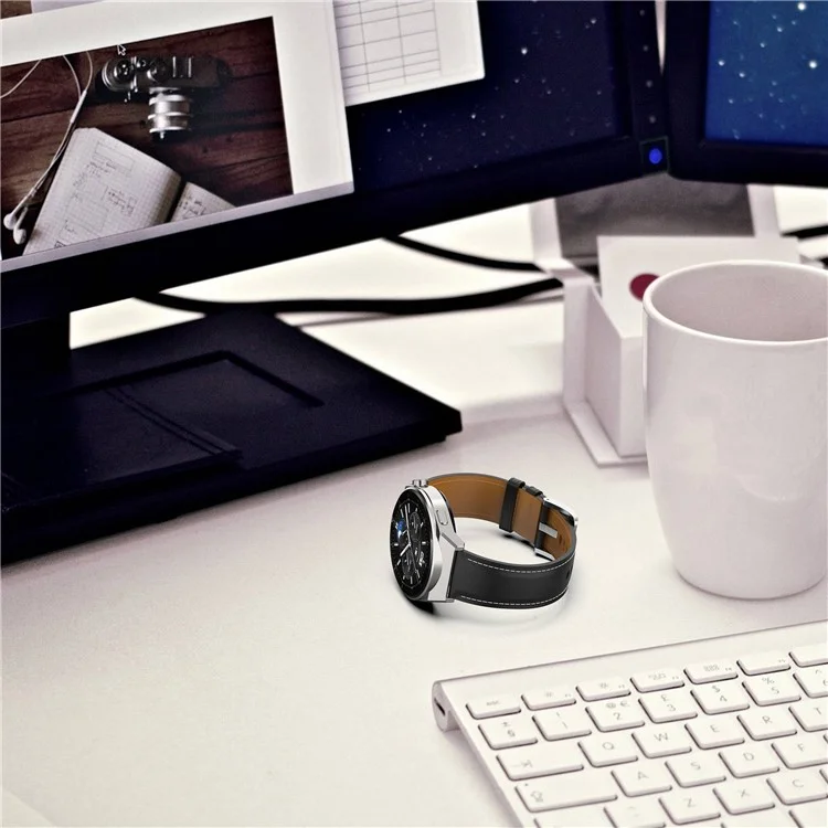 For Samsung Galaxy Watch6 40mm 44mm / Watch6 Classic 43mm 47mm / Watch 5 40mm 44mm / 5 Pro 45mm / Watch4 40mm 44mm Genuine Leather Smart Watch Band Wrist Strap - Deep Pink