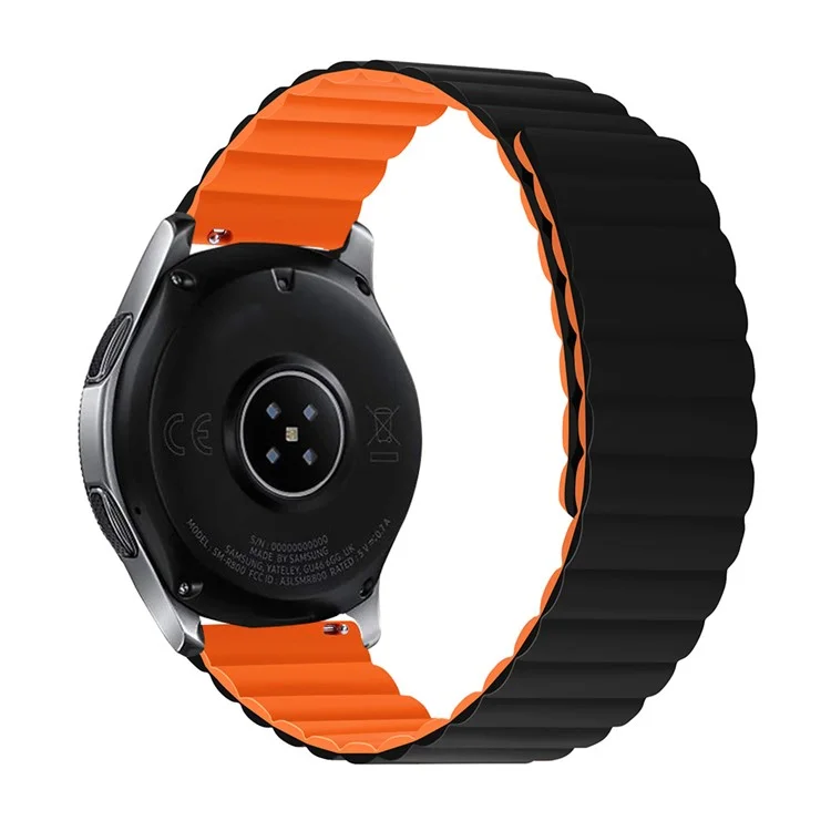 Для Samsung Galaxy Watch 5 40mm / Watch 5 44mm / Watch 5 Pro 45mm Замена силиконового ремешка для часов 20 мм Магнитный регулируемый браслет - черный / оранжевый