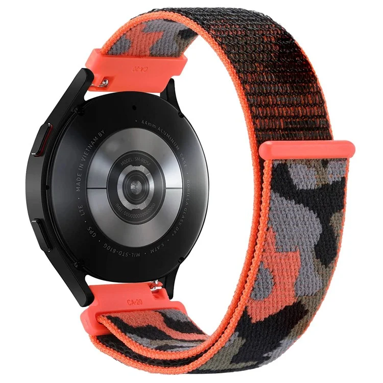 For Samsung Galaxy Watch3 45mm / Huawei Watch GT 3 Pro 46mm Watch Band 22mm Camouflage Nylon Adjustable Loop Wrist Strap - Orange