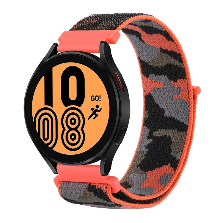 For Samsung Galaxy Watch3 45mm / Huawei Watch GT 3 Pro 46mm Watch Band 22mm Camouflage Nylon Adjustable Loop Wrist Strap - Orange