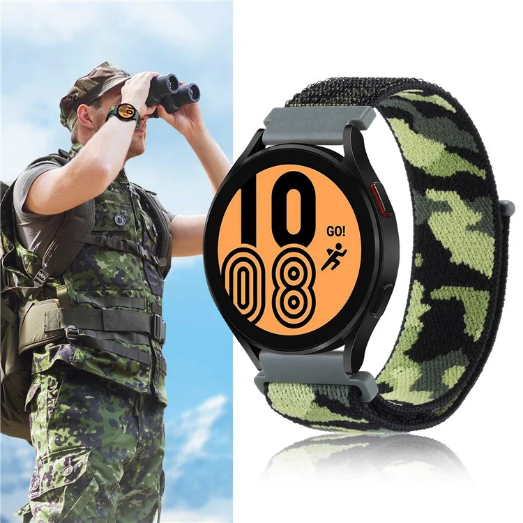 For Samsung Galaxy Watch3 45mm / Huawei Watch GT 3 Pro 46mm Watch Band 22mm Camouflage Nylon Adjustable Loop Wrist Strap - Orange