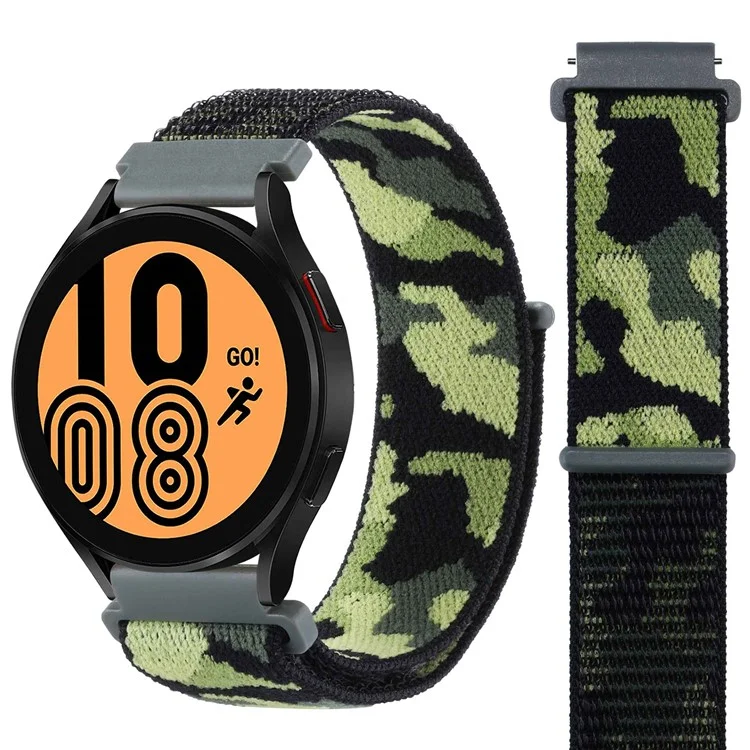 For Samsung Galaxy Watch 5 40mm / 44mm / Watch 5 Pro 45mm Camouflage Nylon Watch Band Replacement Adjustable Wrist Strap - Army Green