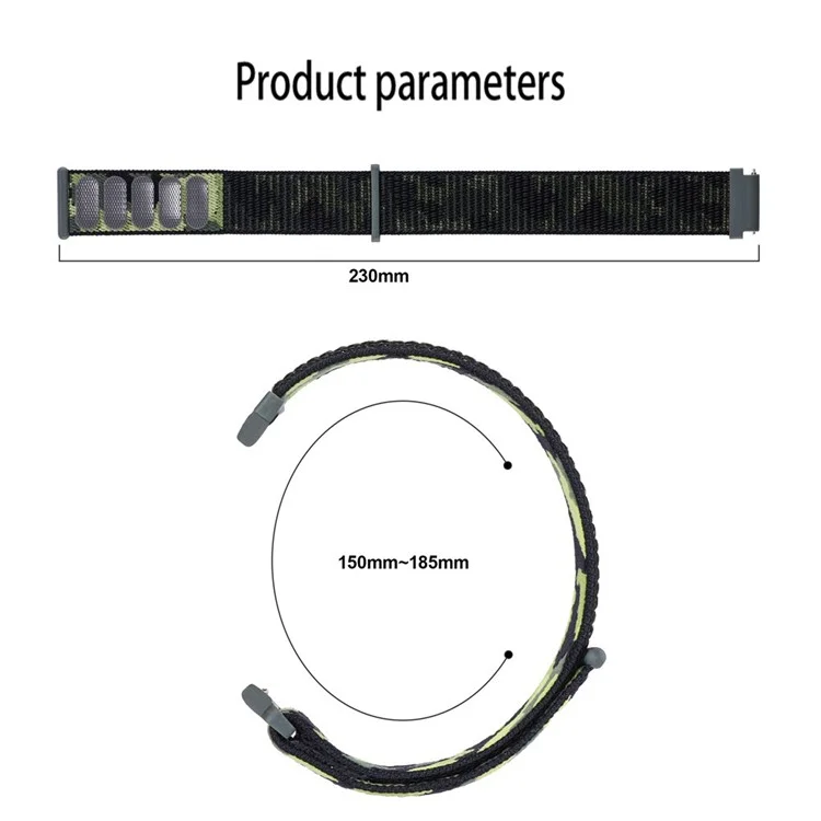 Per Samsung Galaxy Watch 5 40mm / 44mm / Watch 5 Pro 45mm Mimetico Nylon Watch Band Sostituzione Cinturino Regolabile - Verde Militare