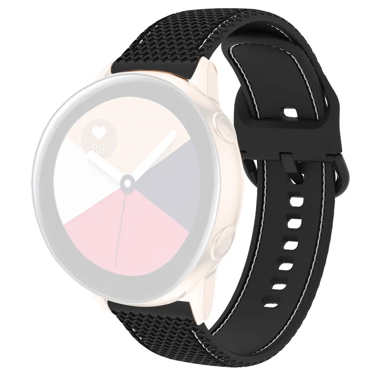 Pour Samsung Galaxy Watch 5 40 mm / Regarder 5 44 mm / Regarder 5 Pro 45 mm Ligne de Couture Double Couleur en Silicone Watch Band Remplacement du Poignet - le Noir / Ligne Blanche