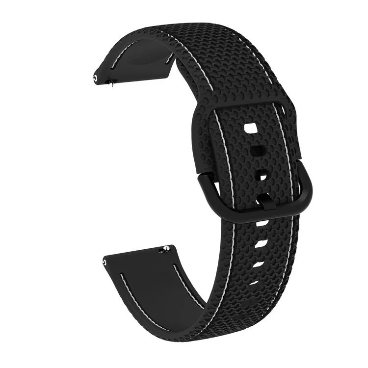 For Samsung Galaxy Watch 5 40mm / Watch 5 44mm / Watch 5 Pro 45mm Stitching Line Dual Color Silicone Watch Band Replacement Wrist Strap - Black / White Line