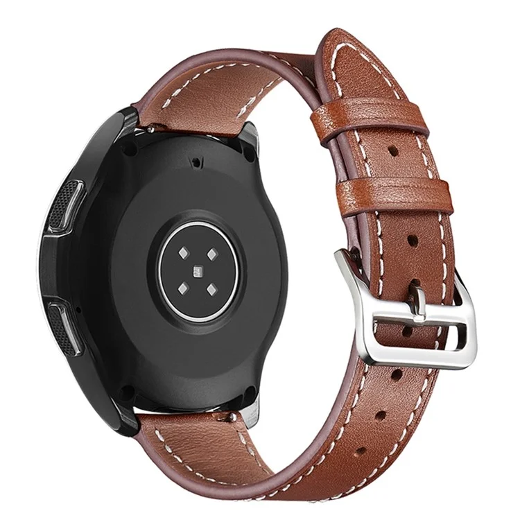 For Samsung Galaxy Watch 5 40mm / 44mm / Watch 5 Pro 45mm Watch Band Textured Genuine Leather Replacement Strap - Brown