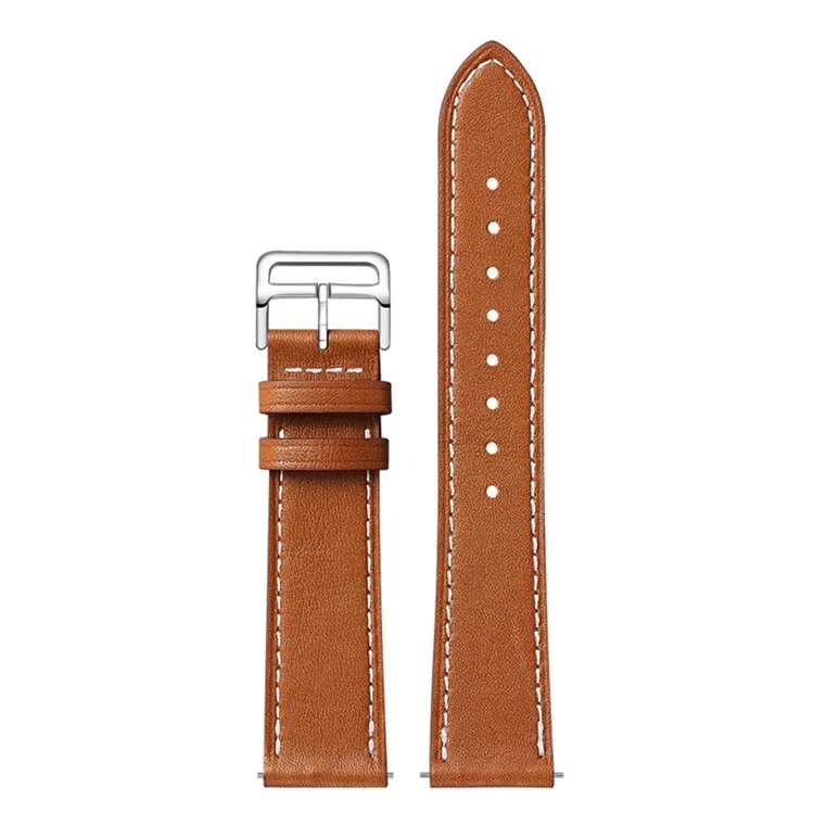 For Samsung Galaxy Watch 5 40mm / 44mm / Watch 5 Pro 45mm Watch Band Textured Genuine Leather Replacement Strap - Brown