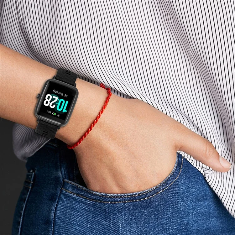 Para Xiaomi Haylou Solar LS01 / Boat Watch Storm Silicone Smart Watch Strap Cross Stripe Design 19mm Universal Adjustable Wrist Band - Light Pink