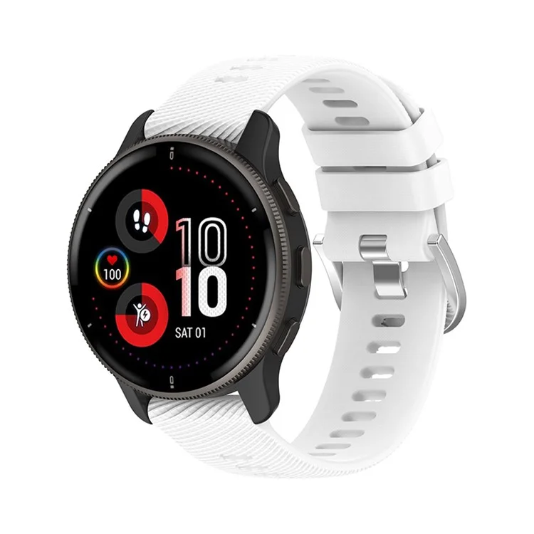 Für Garmin Forerunner 255 / Vivoactive 4 Cross Stripe Design 22mm Universal Watch Strap Silikon Ersatzarmband - Weiß