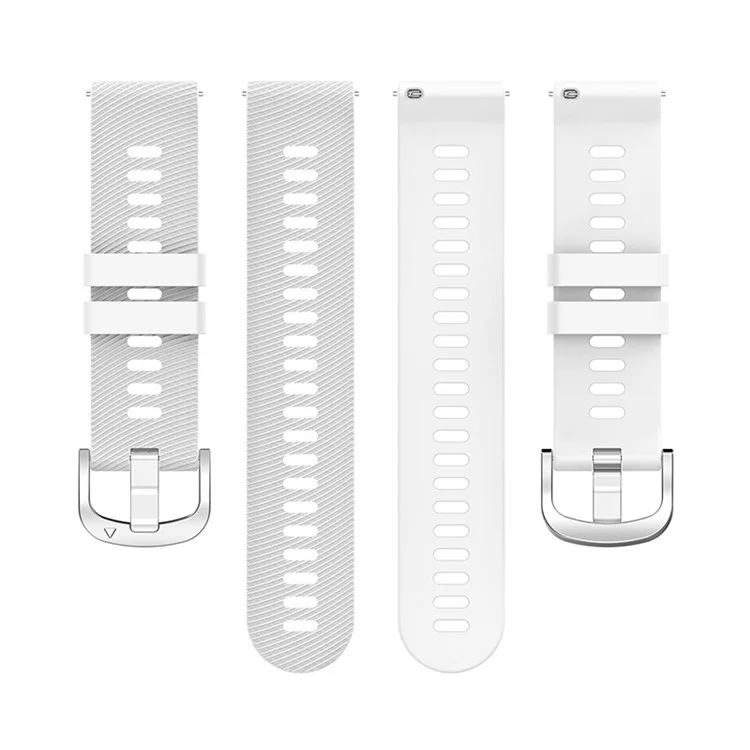 For Garmin Venu 2 Plus / Samsung Galaxy Watch 5 Pro 45mm Cross Stripe Silicone Watch Band 20mm Universal Replacement Wrist Strap - White