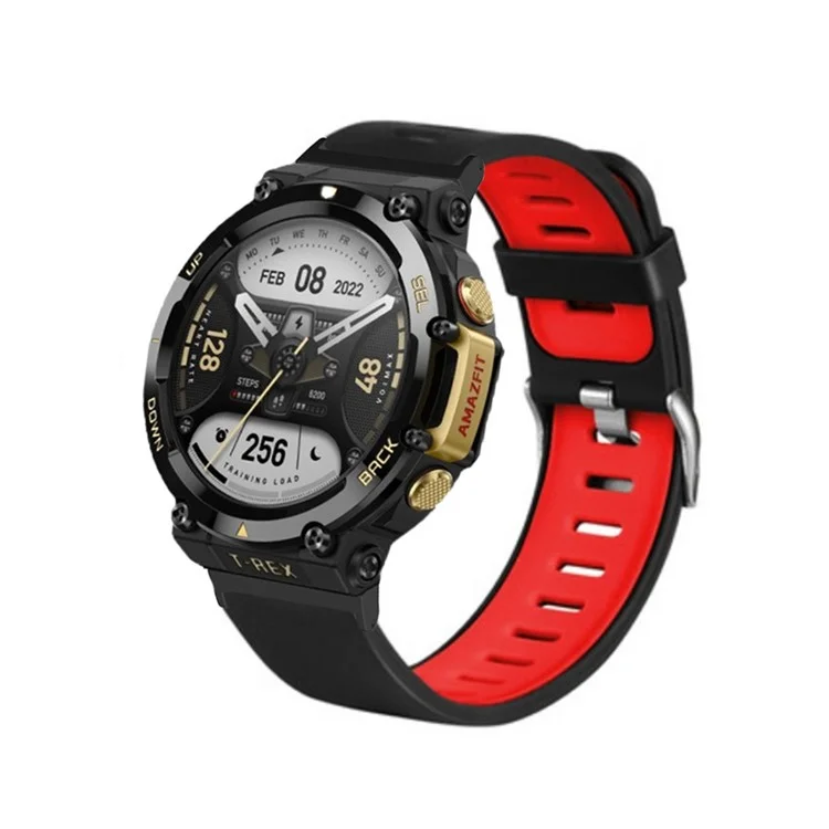 Per Huami Amazfit T-Rex 2 Dual Color Sports Watch Band Shonp Slogan Sostituzione Del Cinturino da Polso - Nero / Rosso