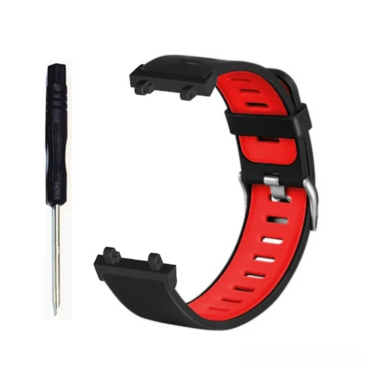 For Huami Amazfit T-Rex 2 Dual Color Sports Watch Band Silicone Wrist Strap Replacement - Black / Red