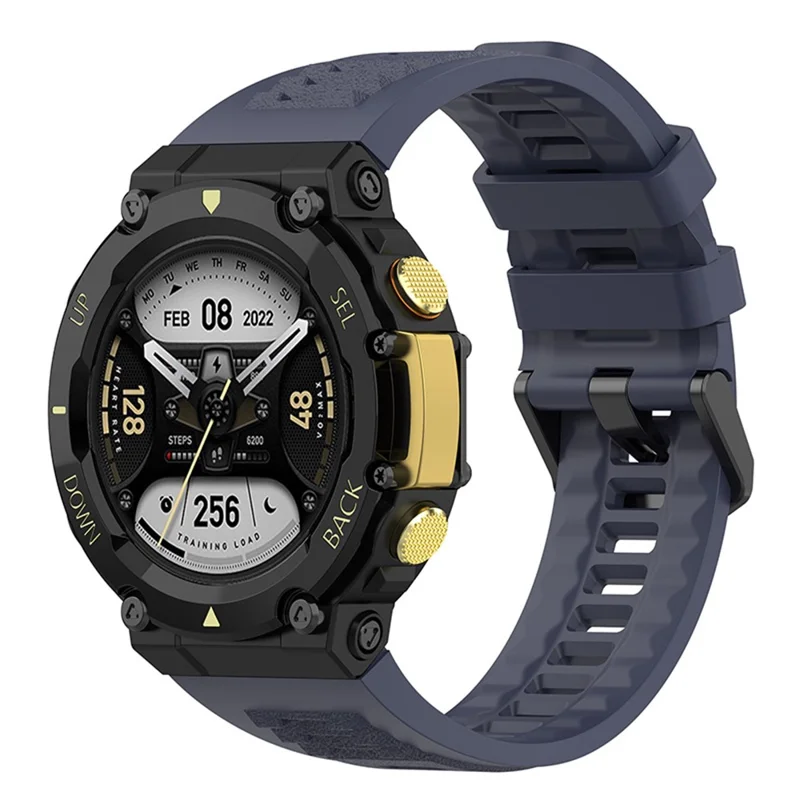 For Huami Amazfit T-Rex 2 Solid Color Soft Silicone Sports Smart Watch Band Replacement Wrist Strap - Dark Blue