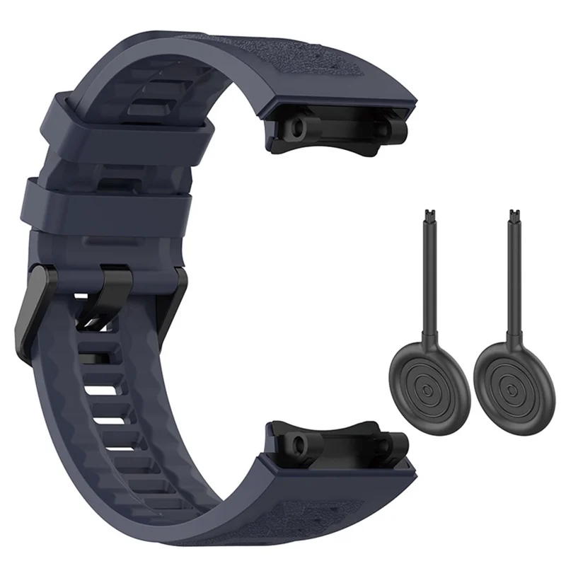 For Huami Amazfit T-Rex 2 Solid Color Soft Silicone Sports Smart Watch Band Replacement Wrist Strap - Dark Blue
