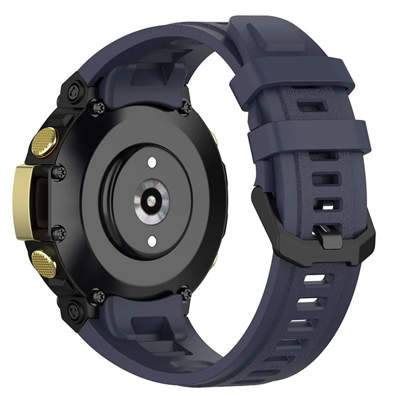 For Huami Amazfit T-Rex 2 Solid Color Soft Silicone Sports Smart Watch Band Replacement Wrist Strap - Dark Blue