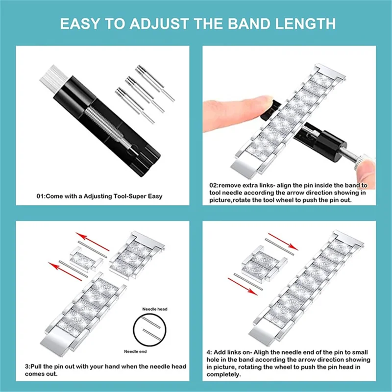 For Samsung Galaxy Watch3 45mm / Huawei Watch GT 46mm Alloy Watch Band 22mm Quick Release Three Beads Rhinestones Decor Bracelet - Silver