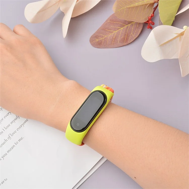 For Xiaomi Mi Band 5 / Band 6 / Band 7 Stretchy Nylon Solo Loop Band Adjustable Braided Sport Elastics Strap - Colorful Green