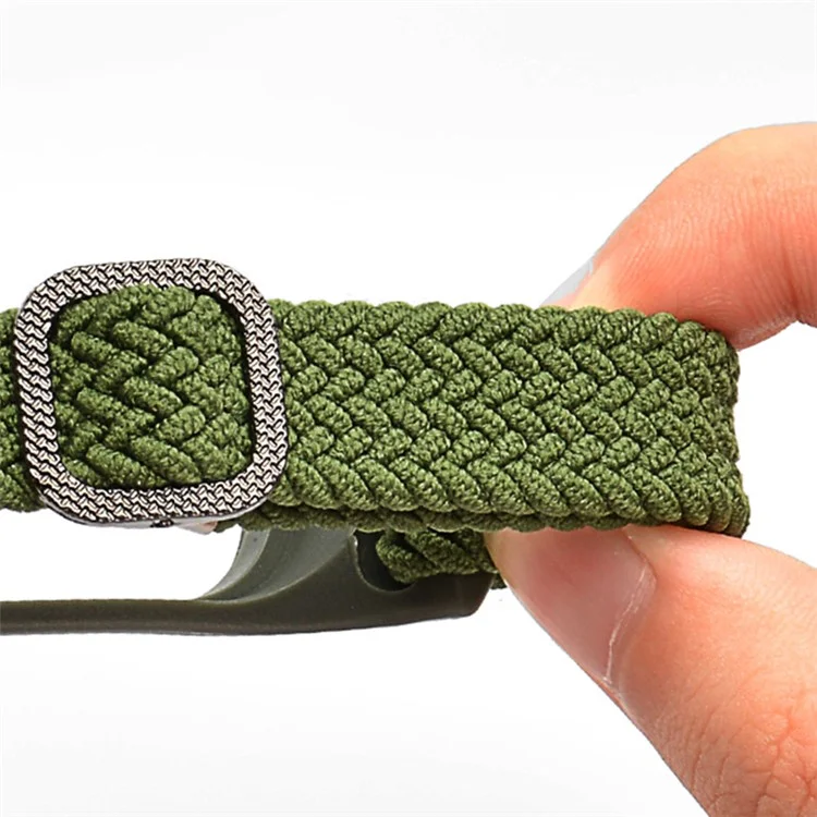 For Xiaomi Mi Band 5 / Band 6 / Band 7 Stretchy Nylon Solo Loop Band Adjustable Braided Sport Elastics Strap - Colorful Green