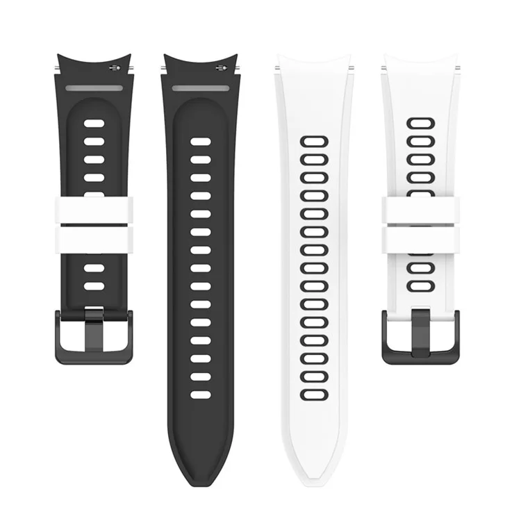 pour samsung galaxy watch 5 40 mm / 44 mm / regarder 5 pro 45 mm / watch4 40 mm / 44 mm / watch4 classic 42mm / 46 mm / watch3 strap de la la voir de word de la silicon dualle 41mm - blanche / le noir