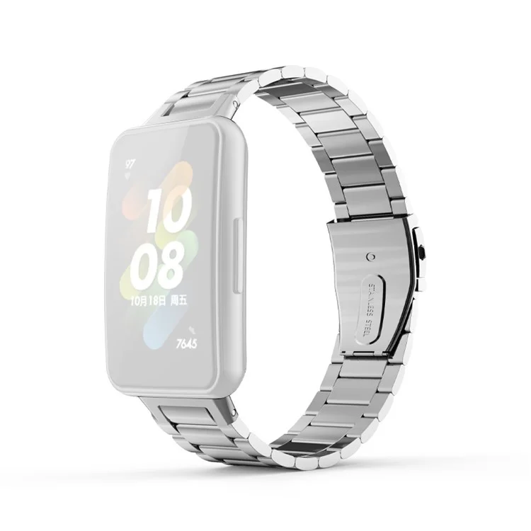 Per Huawei Band 7 Tre perline Cinturino per orologio di ricambio in acciaio inossidabile anti-graffio - Argento