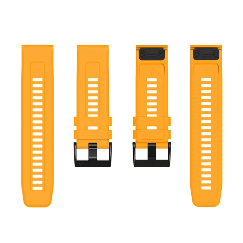For Garmin Fenix 7X Silicone Watch Band 26mm Quick Release Metal Buckle Strap Replacement - Yellow
